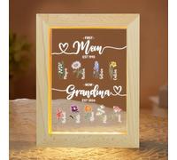 Personalized first mom then grandma now great grandma frame lamp, birth month birthday flower acrylic plaque, gift for grandma from grandchildren (style-04)