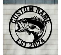 Personalized Fisherman Metal Sign,Personalized Fish Name Metal Monogram Sign,Custom Fishing Metal Wall Art,Fishing Metal Sign, Fishing Lover, Unique Gift (Fish B)