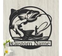 Personalized Fishing Metal Sign, Custom Angler Wall Art, Lakehouse Decor, Durable Metal Name Plaque for Fishermen (Style-4)