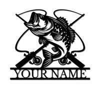 Personalized Fishing Metal Sign - Custom Angler Wall Art, Rustic Lake House Decor, Durable Outdoor-Ready Name Plaque (Style-5)