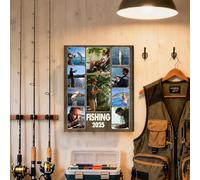 Personalized Fishing Photo Collage Canvas for Dad, Custom Name Fishing Wall Art, Meaningful Fishing Gift for Dad Husband Father's Day Birthday