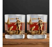 Personalized Fishing Whiskey Glass with Name Custom Fisherman Name Whisky Glass 3D Effect Bass Fish Drinking Glasses Fisherman Gift for Men Dad Grandpa Brother Father's Day Birthday Christmas,02