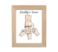Personalized Fist Bump Night Light Fathers Day Daddy's Team Fist Bump Picture Frame for Dad, Custom Acrylic Fist Bump LED Lamp, Christmas Birthday Gifts for Daddy Grandpa Papa
