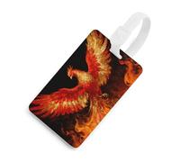 Personalized Flame Phoenix Luggage Tag Cute Suitcase Label for Travel Luggage Identifier with Secure Strap Name Address Tel Unique Backpack Handbag Tag for Men Women, White, One Size, Luggage Tag