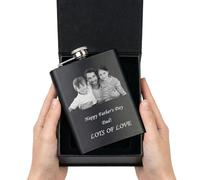 Personalized Flask for Men, 8oz Stainless Steel Hip Flask Custom with Photo & Engraved Text, Liquor Flask Gift for Dad Husband Groomsman, Birthday Wedding Christmas Father's Day (Custom Image)