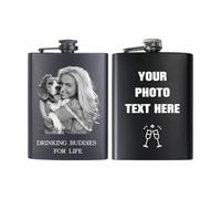 Personalized Flask for Men Custom Engraved Hip Flask with Text Photo 8 OZ Stainless Steel Whiskey Flasks Customized Gifts for Groomsman Him Dad Husband Fathers Day Christmas (Custom Photo)