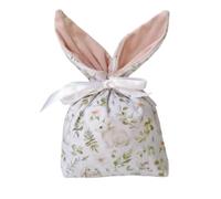 Personalized Floral Fabric Drawstring Gift Bags, Velvet Storage pockets with 3D animal ears and DIY English name, Reusable Gift Wrapping Bag for Presents Birthday Wedding Party (Green)