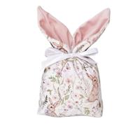 Personalized Floral Fabric Drawstring Gift Bags, Velvet Storage pockets with 3D animal ears and DIY English name, Reusable Gift Wrapping Bag for Presents Birthday Wedding Party (Pink)