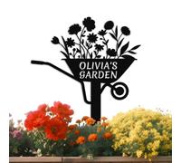 Personalized Flower Garden Sign with Stake,Custom Gardener Name Sign,Outdoor Yard Patio Lawn Decor,Metal Plaque,Housewarming Gift style 7