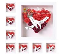Personalized Flower Shadow Box Frame with NFC Smart Album - Custom Shadow Box Rose Heart Display with 2~8 Names & Store Photos - Mothers Day, for Mom, Wife (Red(2~8 Names))