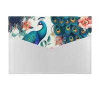 Personalized Folder for Office, Beautiful Peacock Flowers File Folders with 6 Pack Pockets for Home, Portable File Jacket for Business, Expandable Folder for Organizing Paper