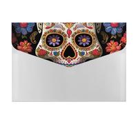 Personalized Folder for Office, Sugar Skulls File Folders with 6 Pack Pockets for Home, Portable File Jacket for Business, Expandable Folder for Organizing Paper