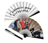 Personalized Folding Fan with Photo/Text/Logo, Custom Party Themed Decorative Bamboo Folding Fan, Business Personalized Folding Fan - 1pcs