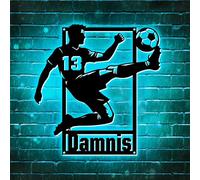 Personalized Football Player Name Sign with LED Light, Customized Sports Football Metal Wall Art Sign Decor, Custom Football Neon Night Light Lamp, Christmas Football Gifts for Men