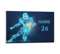 Personalized Football Poster & Canvas, Abstract Football Player Wall Art, Custom Name Number Home Decor For Son, Boy, Men 12x18inch(30x45cm)