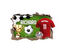 Personalized Football Wall Decal with Custom Name & Team Logo - 3D Vinyl Room Decor, Self-Adhesive, Removable, Transparent Vinyl, Waterproof, Large - 130x80cm