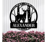 Personalized Forest Deer Metal Wall Art,Custom Deer Hunting Metal Name Signs,Customized Hunter Family Name Signs,Metal Wall Decor,Metal Signs for Outdoor,Deer Gifts