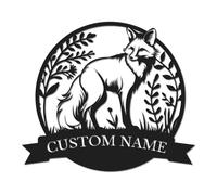 Personalized Fox Metal Sign, Custom Name Cabin Wall Art, Rustic Ranch Decor, Wildlife Lover Gift, Hunting Lodge Plaque, Farmhouse Welcome Sign, Outdoor Animal Accent (Style-1)