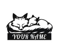 Personalized Fox Metal Sign, Custom Name Cabin Wall Art, Rustic Ranch Decor, Wildlife Lover Gift, Hunting Lodge Plaque, Farmhouse Welcome Sign, Outdoor Animal Accent (Style-5)