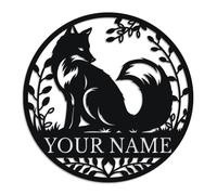 Personalized Fox Metal Sign, Custom Name Cabin Wall Art, Rustic Ranch Decor, Wildlife Lover Gift, Hunting Lodge Plaque, Farmhouse Welcome Sign, Outdoor Animal Accent (Style-9)