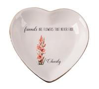 Personalized Friends Are Flowers That Never Fade Jewelry Tray, Custom Birth Month Flower Jewelry Tray, Birth Flowers Trinket Tray Ring Dish, Bestie Gift For Women,Friend, Bridesmaid, Wedding Gift (B)