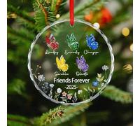 Personalized Friends Forever Butterfly Christmas Ornament Custom Name Butterfly Pattern Glass Friendship Hanging Ornament Gifts For Sister Besties Friend Birthday Xmas (style 25)