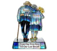 Personalized From Our First Kiss Till Our Last Breath Acrylic Plaque, Custom Name Acrylic Couples Sign, To My Wife, Husband - Personalised Growing Old Together Plaques, Couple Home Decor
