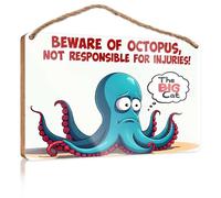 Personalized Front Door Sign Beware Of Octopus, Not Responsible For Injuries! Bathroom Decor Wall Art Decor For Bedroom(23X35CM)