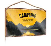 Personalized Front Door Sign Camping: Spend Fortune, Live Like A Homeless. Bathroom Decor Wall Art Decor For Bedroom(20X30CM)