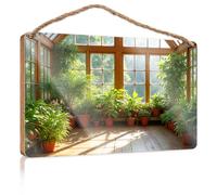Personalized Front Door Sign Sunlit Greenhouse: A Serene Indoor Garden Wooden Sign Fall Office Decor Front Door Sign Funny(15X28CM)