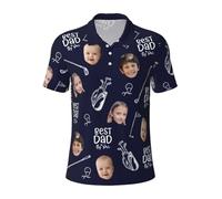 Personalized Funny Face Photo Best Dad By Par Golf Polo Shirts, Custom Fathers Day Dad Polo Tee with Face, Father's Day Shirt Gift for Daddy, Grandpa,Golf Lover