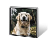 Personalized Funny Golden Retriever Lapel Pin for Men Women Cute Funny Square Brooch for Ease And Safe Aluminum Alloy Brooches Suit Dress Accessories Wedding Party