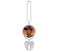 Personalized Funny Man Car Rearview Mirror Ornament Double Side Custom Photo Picture Car Hanging Pendant Accessories Alloy Angel Wings Vehicle Decoration Silver