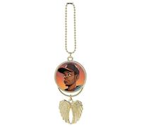 Personalized Funny Man Car Rearview Mirror Ornament Double Side Custom Photo Picture Car Hanging Pendant Accessories Alloy Angel Wings Vehicle Decoration Golden