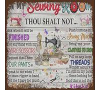 Personalized Funny Metal Tin Sign in My Sewing Room Thou Shalt Not Sewing Lovers Gift Festival Valentine's Day Sign Funny Novelty Kitchen Bar Club Garage Home Decor Wall Chic Art Poster 12×8inch