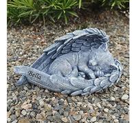 Personalized Garden Cat Memorial Statue，Peaceful Sleeping Kitten Angel Statue，Cemetery Markers Sympathy Cat Memorial Gifts Loss Gifts Outdoors.