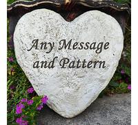 Personalized Garden Memorial Stones Engraved with Any Message, Decorative Garden Plaques Message Stones Fake Outdoor Rock Resin Grave Cemetetery Markers Stone, Heart Shaped