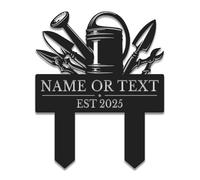 Personalized Garden Metal Sign, Custom Flower Yard Art with Stakes, Rustic Outdoor Decor, Gift for Gardeners, Botanical Wall Plaque (Style-9)