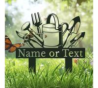 Personalized Garden Metal Sign, Custom Flower Yard Art with Stakes, Rustic Outdoor Decor, Gift for Gardeners, Botanical Wall Plaque (Style-3)