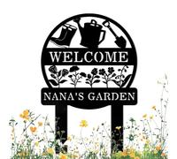 Personalized Garden Tools Metal Sign with Stake,Custom Gardener Last Name Signs Art Decor,Customized Flowers Gardening Gifts for Housewarming,Flower Welcome Plaque for Outdoor Yard Lawn Farmhouse