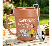 Personalized Gardener Of The Year Ceramic Mug, Custom Name and Portrait Gardener Coffee Mug, Plant Lover Gardening Lover Gift for Women Gardeners Best Friends Sisters