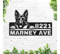 Personalized German Shepherd House Number Sign with Street Name, Customized German Shepherd Dog Address Plaque for Home Wall Decor Custom Dog Metal Address Sign Metal Wall Art
