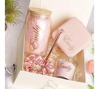 Personalized Gift Box With Text, Bridesmaid Gifts Boxes, Maid of Honour, Custom Name, Wedding Favours, Brithday, Bridal Shower Gift, Personalised Gifts for her, Parents, Teachers gifts (Pink)