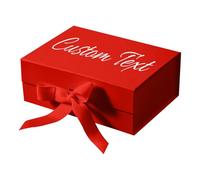 Personalized Gift Boxes with Lids & Ribbon Custom Text Magnetic Gift Box Luxury Present Box Personalised Gifts for Christmas, Weddings, Valentine's Day, Present Birthdays (Red)