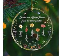 Personalized Gift For Sister, Sisters Are Different Flowers From The Same Garden, Birth Flowers Sister Gift From Sister, Christmas Ornament (style A)