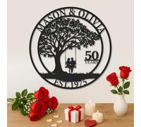 Personalized Gifts for Couples Anniversary Wedding, Custom 50th 25th 60th 70th 40th 65th Anniversary Metal Sign, Family Name Sign, Metal Art Wall Decor