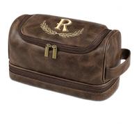 Personalized Gifts for Men, Personalized Initial Toiletry Bag with Laser Engraved Monogram, Leather Travel Kit Shaving Organizer, Unique Present Birthday Gift for Him, Husband, Boyfriend, Dad