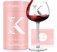 Personalized Gifts for Women, Monogrammed A-Z Wine Glass Customized Gifts, Unique Birthday Christmas Gifts for Women, Initial Wine Glasses Box for Her, Mom, Wife, Sister, Friend, Nurse (K)
