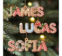 Personalized Gingerbread Alphabet Ornament, Custom Kids Name Stocking Tags, Christmas Ornaments for Kids Christmas
