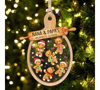 Personalized Gingerbread Family Ornament, Nana & Papa's Perfect Batch, Custom Cookies Christmas Ornaments with 1-10 Names, Rolling Pin Gingerbread Man Christmas Tree Decorations Keepsake